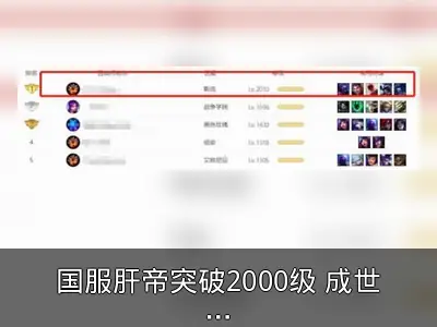 国服肝帝突破2000级 成世界第一