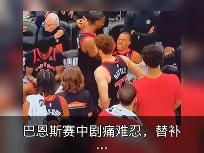 巴恩斯赛中剧痛难忍，替补席上表情痛苦