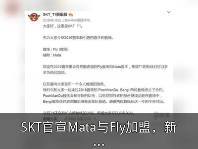 SKT官宣Mata与Fly加盟，新银河战舰成型